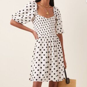Faithfull the Brand Ilaria Polka Dot Crepe Dress - Size M